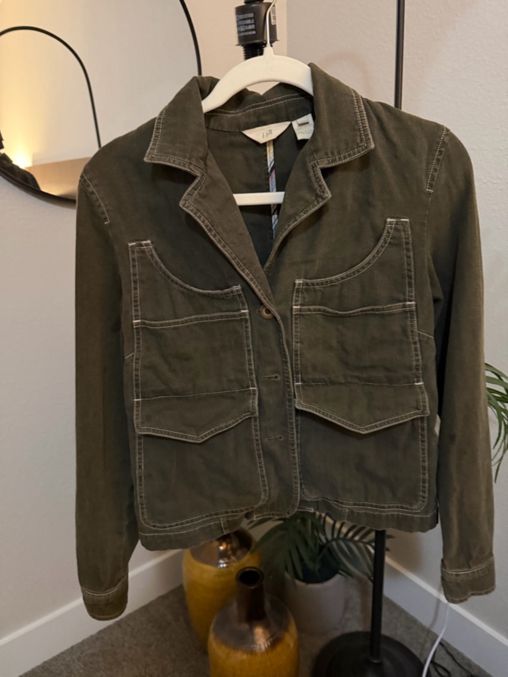 Utility Crop Jacket in Olive Green